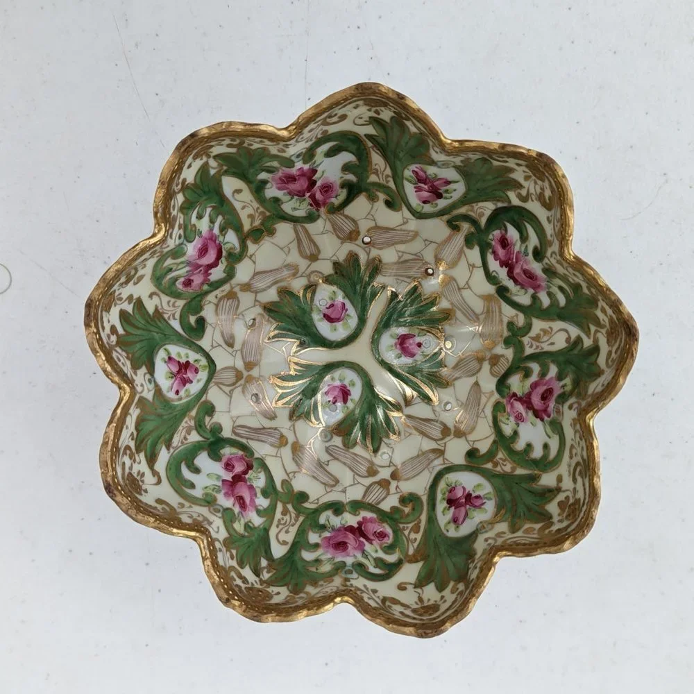 Vintage bone china berry bowl strainer